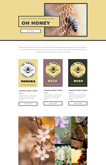 Honey Website Design