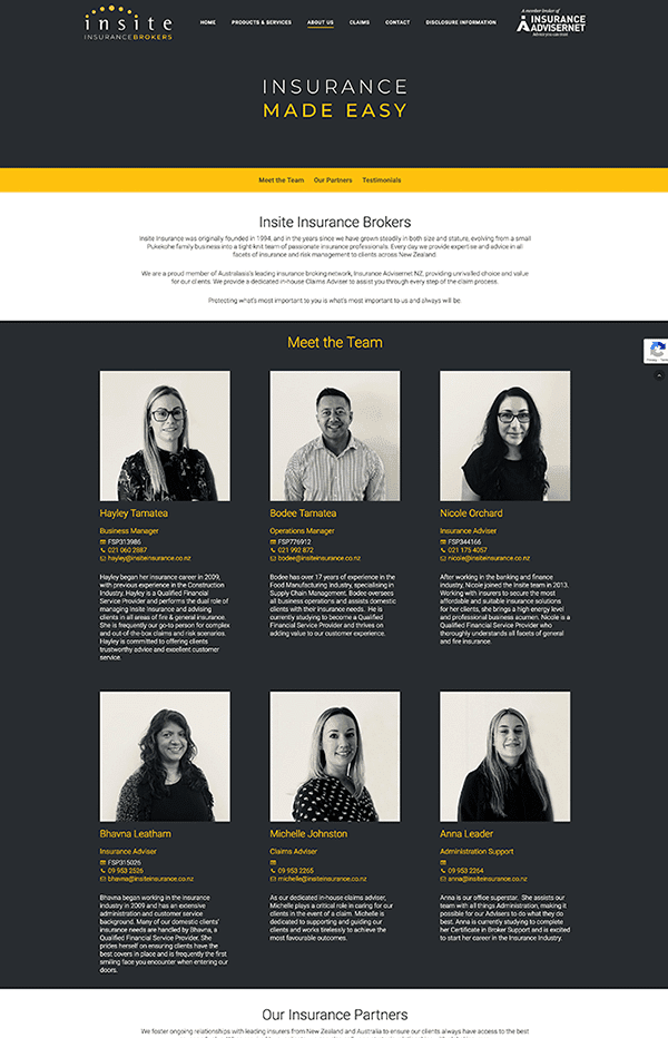 Website Design Insurance Meet the Team